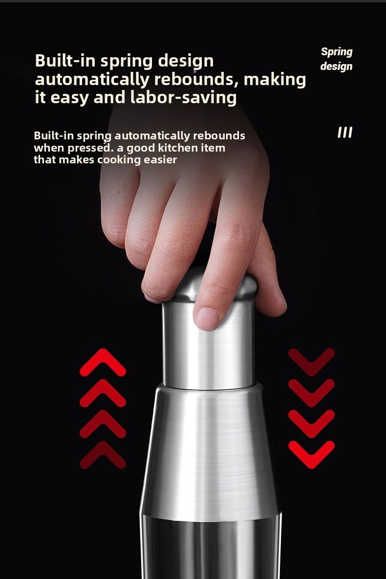 One-Push Garlic Chopper - Multi-function Kitchen Tool for Mincing Garlic, Ginger, Nuts - Thick 304 Stainless Steel, No Slip Grip