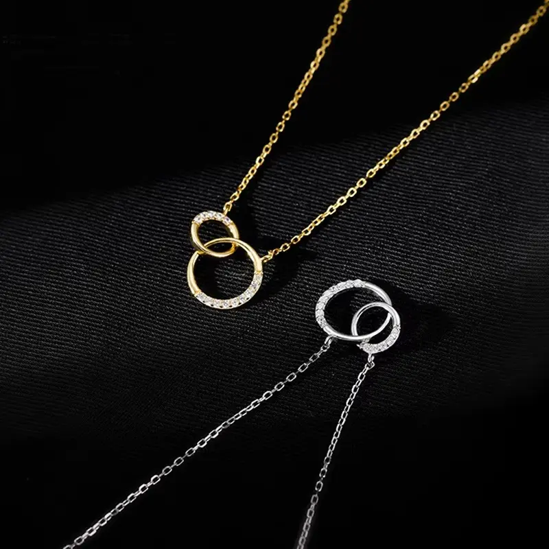 925 Sterling Silver Circle Necklace Personality Charm Geometric Shape Pendant Choker Birthday Gift for Women Exquisite Jewelry faith season set