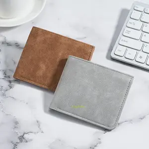 MUJI-Style Frosted Leather Wallet & Card Holder Combo, Men's Ultra-Slim Short Bi-Fold Wallet with Multiple Card Slots