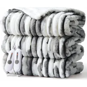 Heated Blanket  Size, Electric Blanket Cozy Faux   with 4 Heating Levels & 10 Hours Auto Off, Over-Heat Protection, Machine Washable, ETL Certification, Marble Gray 84"x90"