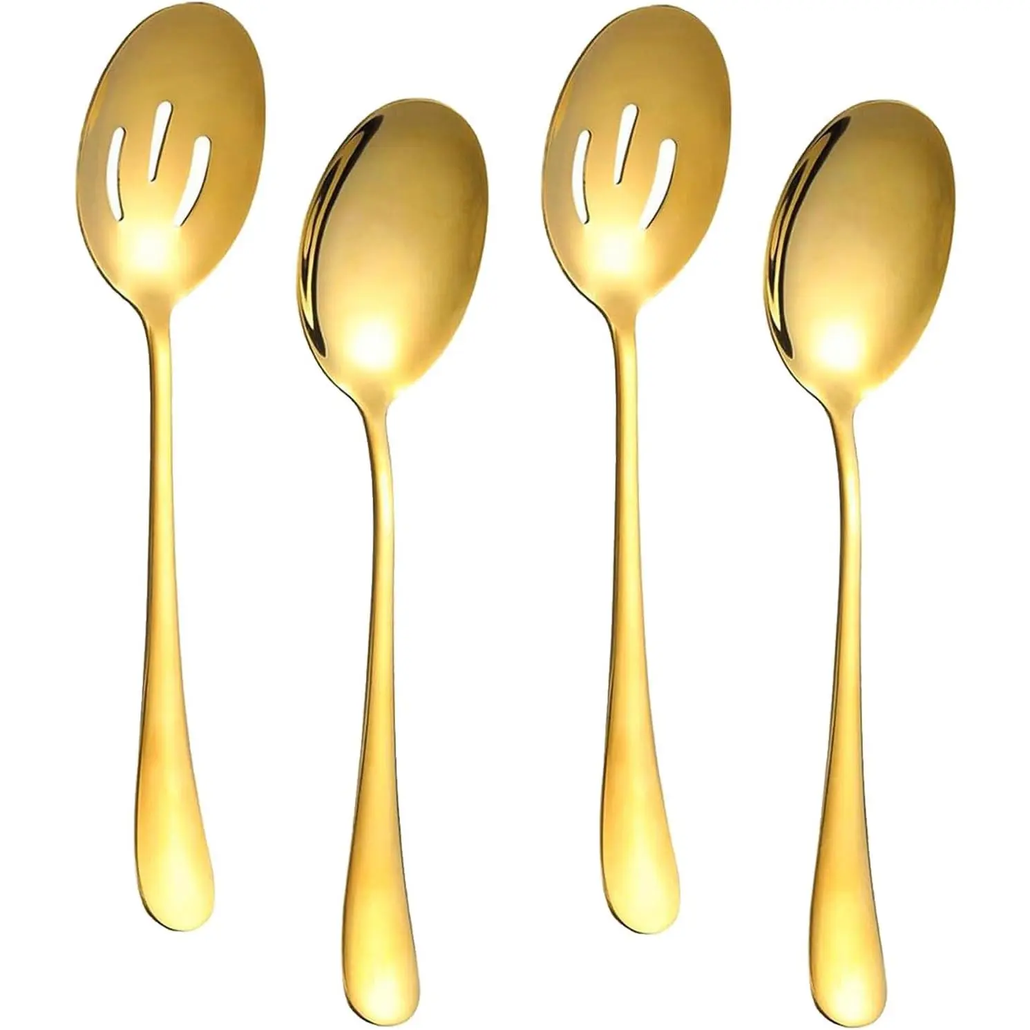 4 count Serving Spoons Set, Includes 2 Serving Spoon and 2 Slotted Spoon, 8.8 Inch Stainless Steel Buffet Banquet Spoons, Serving Utensils Set for Parties,