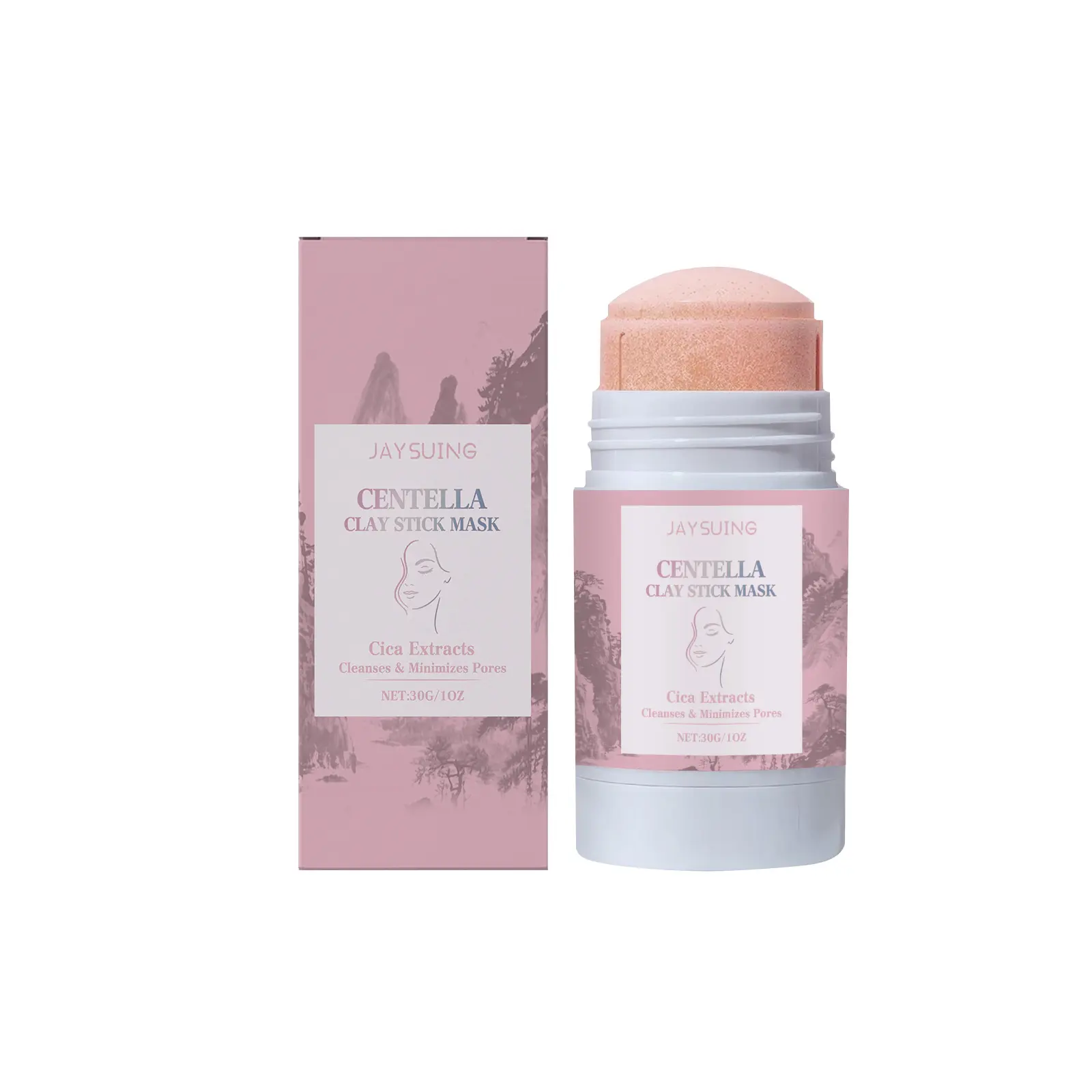 Jaysuing Centella Asiatica Mud Stick Mask with Centella Extract & Strawberry, Gentle Apply-Rinse Facial Mask for Oil Control, Pore Cleanse, Exfoliation & Refreshing Skin Cleansing