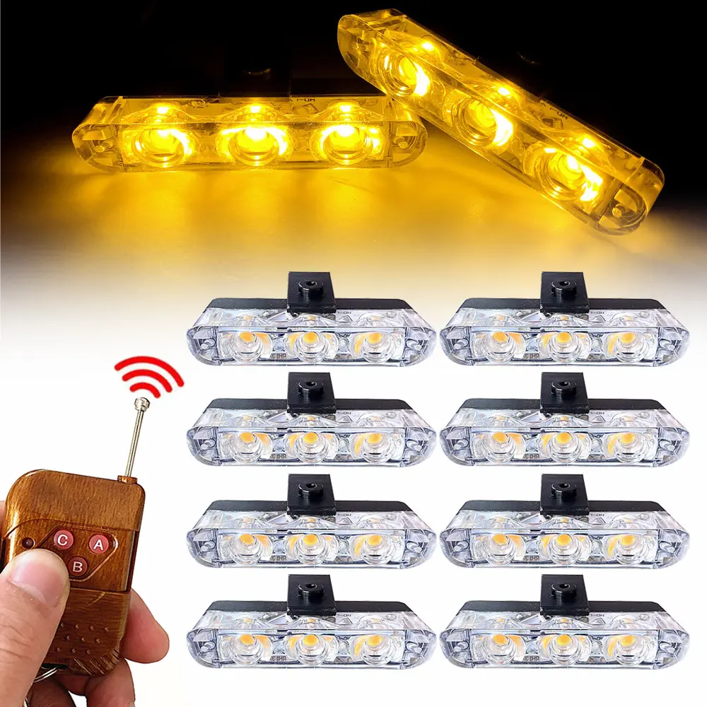 8-In-1 Car Grill Light with Remote Control, LED Installation for Truck Front Grill, led beason lamp car network lights