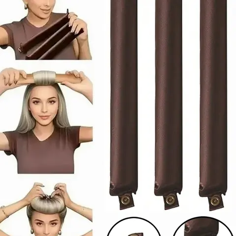 3Pcs Hair Rollers Set, Satin Heatless Curling Set - Hair Rollers, Headband Hair Curlers & Hot Rollers, To Sleep In, High Resilience Rubber Filling, Softer Durable ,Heatless Styling, Heatless Hair Curler