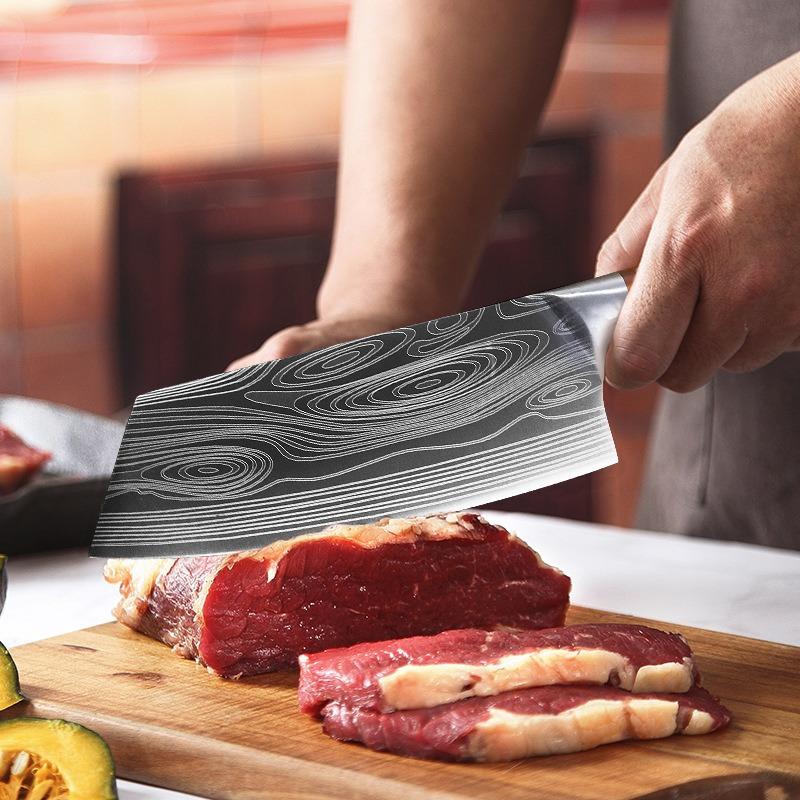Sharp Stainless Steel Kitchen Knife Damascus-cut Knife Household Cleaver Bone Knife Melon and Fruit Knife Chef's Knife