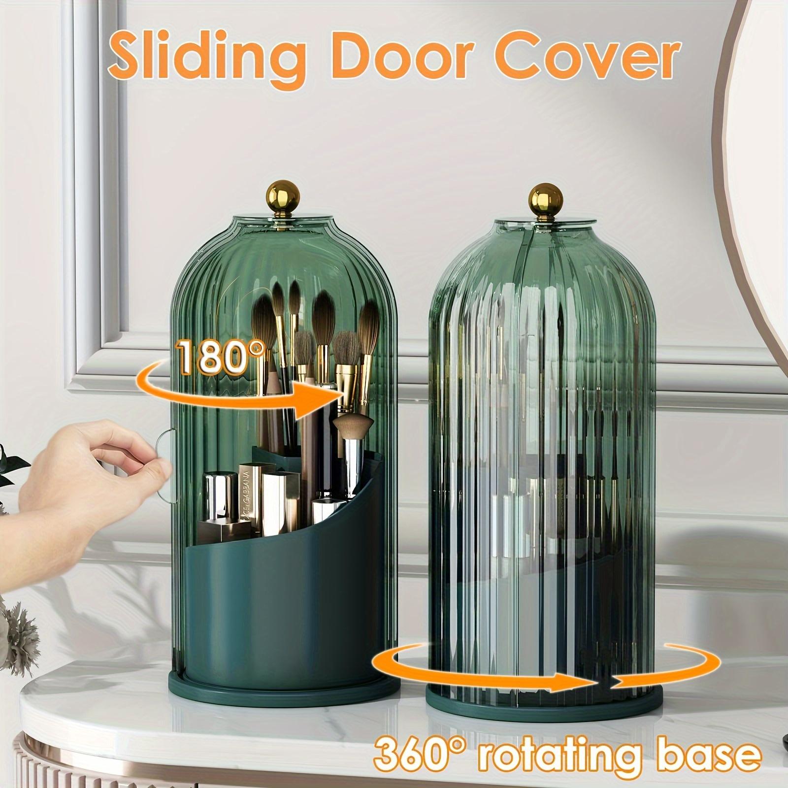 Luxury Birdcage Rotating Makeup Organizer | Clear Dustproof Cosmetic Storage Case | Aesthetic Vanity Decor for Brushes & Lipsticks