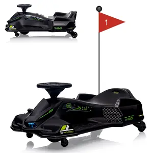 24V Ride on Drift Car,7Ah Battery 180W Brushless Quieter Motor Electric Fast Speed Drift Go-Kart Max Load 110 LBS, with Music, Front+Tail LED Light, Low-Power Alarm for 8+ Toy