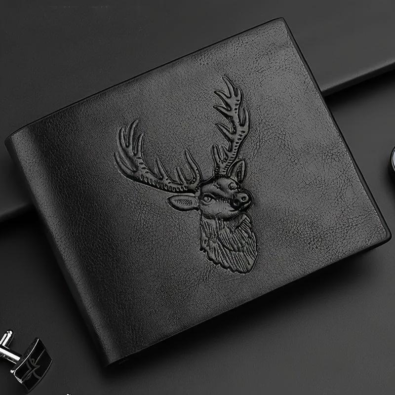 Christmas Men's Deer Head Pattern Wallet PU Leather Multi-Card Slot Men's Wallet Gift