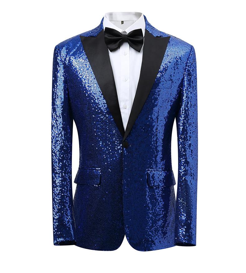 Gold Sequin Stage Performance Suit Jacket  Men's Korean Style Blazer For Nightclub, Wedding Host, Emcee, Photoshoot