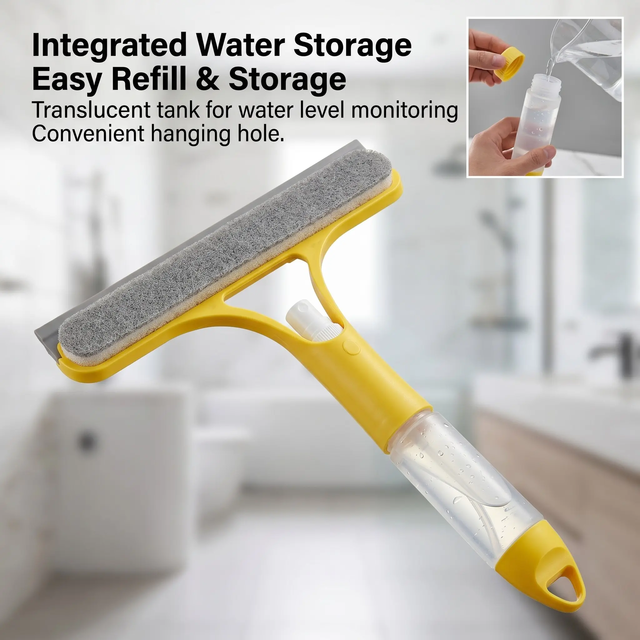 3-In-1 Glass Mirror Window Scraper with Spray Cleaning Tool, Smooth Surface Hygiene Cleaner, Efficient Water Spraying Scraper, Window Cleaning Accessories
