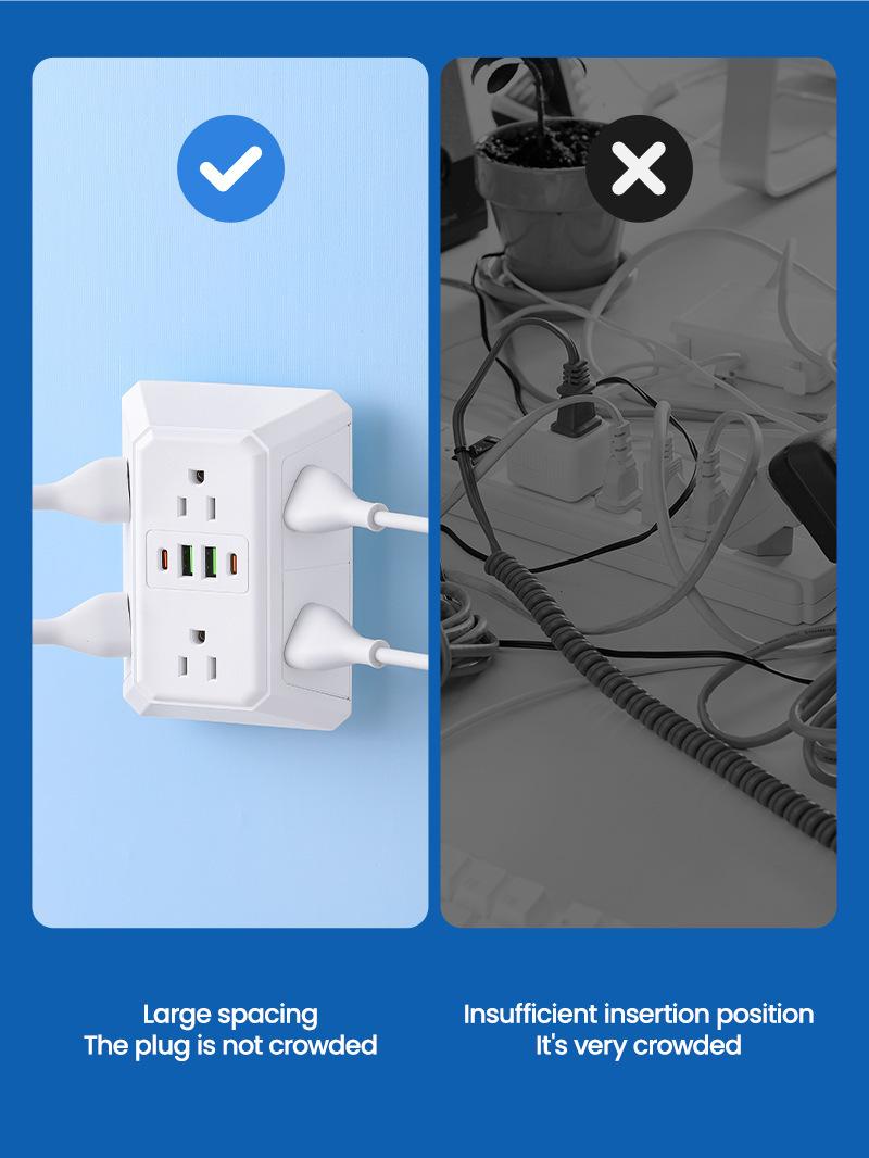Multiple USB Sockets,USB + Type-c Charging Port,Phone Charger For Home Use,Practical,Wireless Conversion Charging Plug