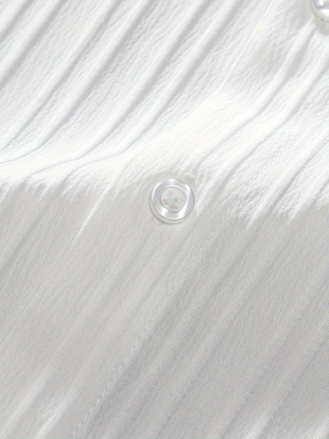 2-piece men's summer casual striped polyester fiber set, short sleeved stand up collar shirt and drawstring pants, non stretch woven fabric, regular fit suitable for daily wear and beach vacation, solid color, beach vacation Plain