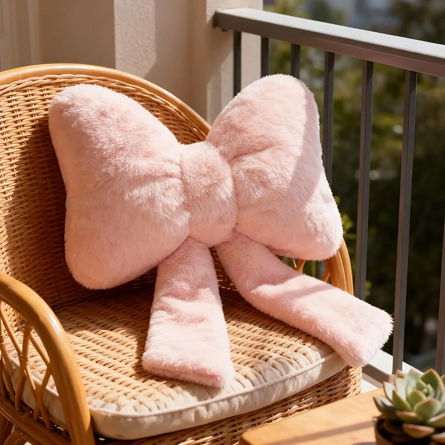 1pc Cute Bow Pillow Throw Pillows, Butterfly-Shaped Design, Perfect for Bed And Sofa Decoration, The Bow Headrest Is Pink Size 25.4 X 20.32 cm