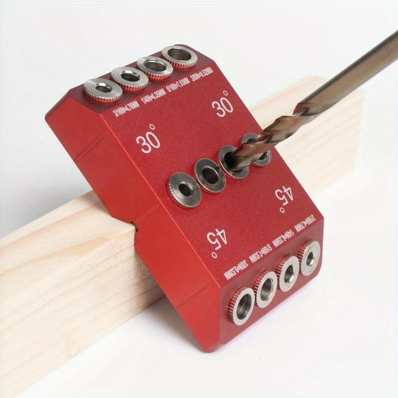 Free shipping  Metal drill bit guide mold, red aluminum angular drill bit kit, used for wooden columns, bolts, railings, decks, stair railings, durable all metal structure