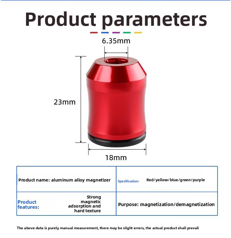 Aluminum Alloy Magneticizer Set: High-Hardness Demagnetizer, Strong Magnetic Adsorption Rings, for Screwdriver Bits and Electric Drill Bits