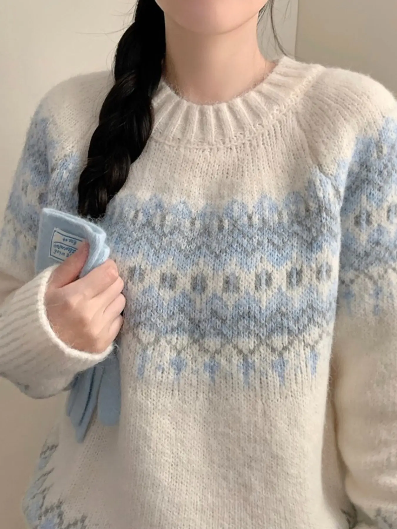 New Fashion Korean Round Neck Long Sleeve Women's Knit Sweater, Loose Fit Casual Knitted Top, Office Commute Lazy Style, Date