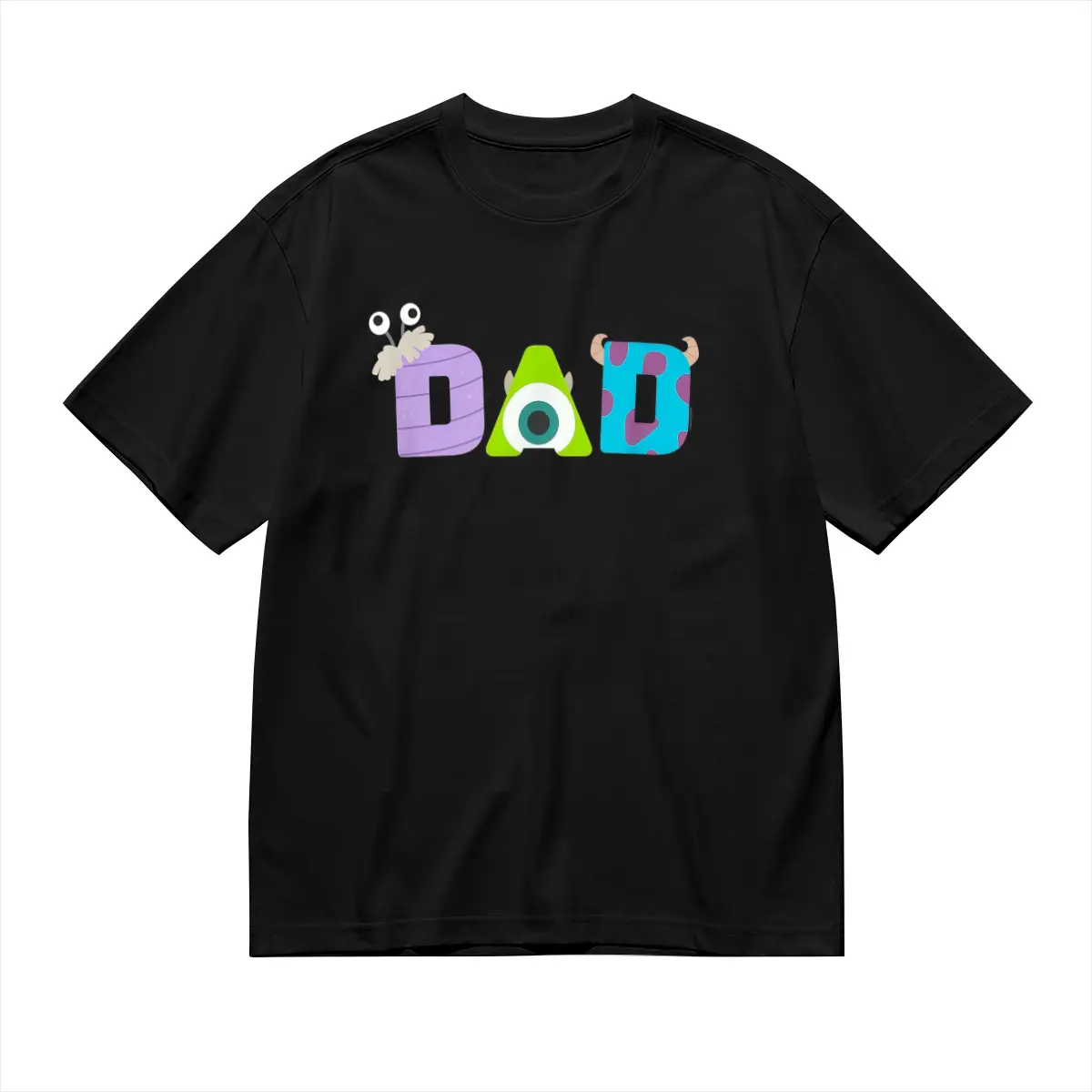 Monsters, Inc Dad Graphic T-Shirt, 100 Cotton, Casual Crew Neck Tee, Regular Fit, with Geometric Applique, Medium Stretch Knit Fabric, for Men, All-Season Comfort - T Shirt