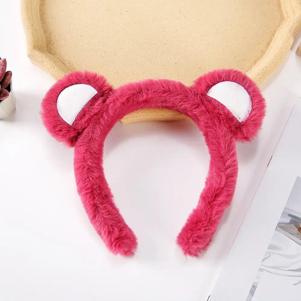 Women's Fluffy Plush Bear Ear Rubber Headband - Soft Cute No-1 Size Hair Hoop for Makeup, Skincare Use, Female, One Size