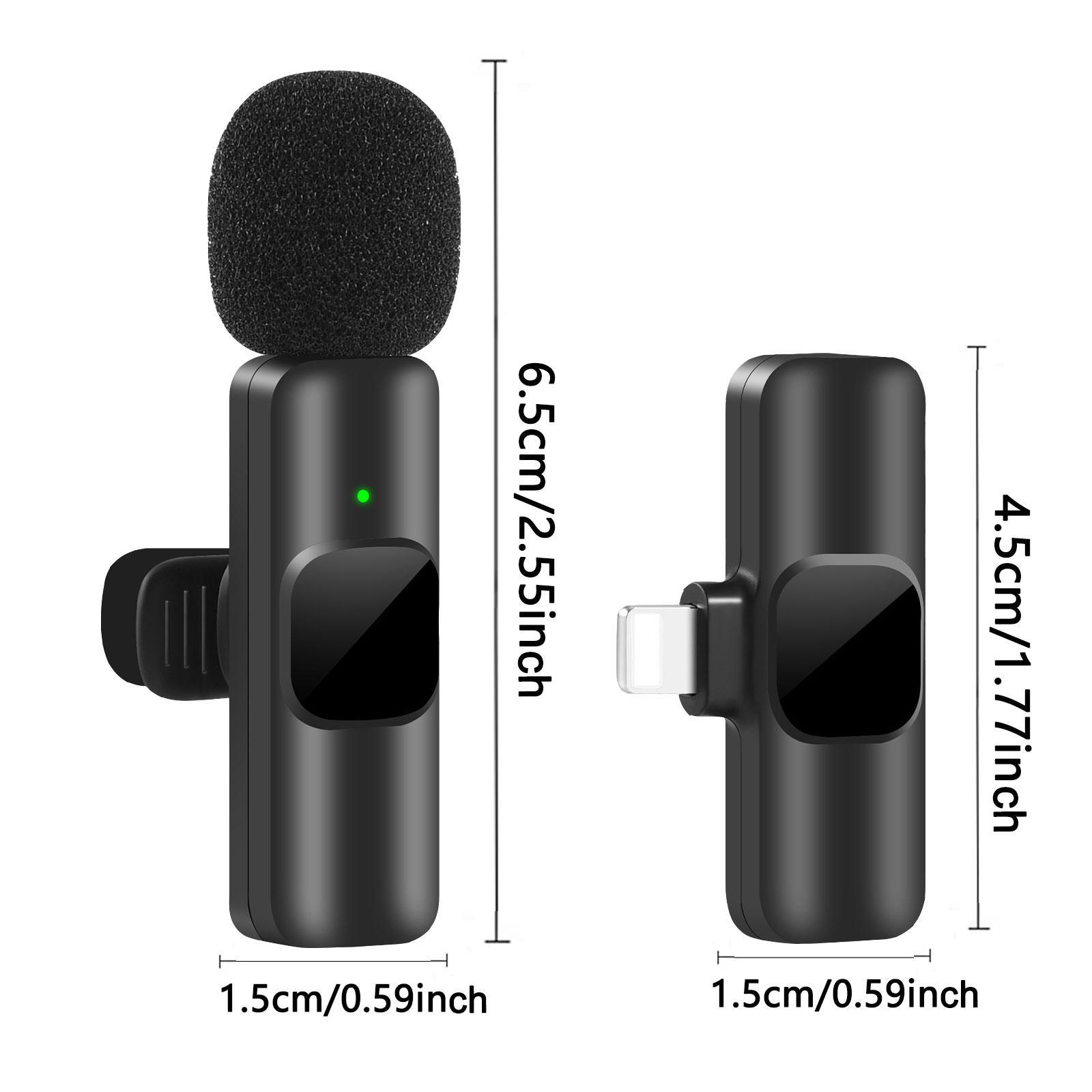 Professional Wireless Collar Clip Microphone for iPhone/iPad/Android Smartphones, Omnidirectional Condenser Recording Mic for Interview Vlogging Video Podcasts