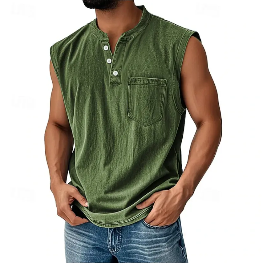 2026 New Arrival: Cross-Border TikTok Bestseller - Men's Casual & Versatile Sleeveless Top| Button-Down Collared Shirt/Polo Style Vest| Men's Plus-Size Apparel for Running, Fitness, and Workouts