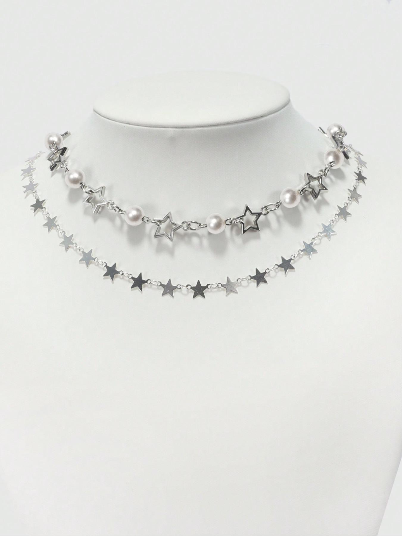 Star & Faux Pearl Decor Pendant, Chains Jewelry, Elegant Beaded Necklace for Party, Daily Decor, Trendy All-match & Exquisite Jewelry for Birthday Gift for Fall 2024, Fashionable Accessory Star & Faux Pearl Decor Pendant, Chains Jewelry, Elegant Beaded Necklace for Party, Daily Decor, Trendy All-match & Exquisite Jewelry for Birthday Gift for Fall 2024, Fashionable Accessory