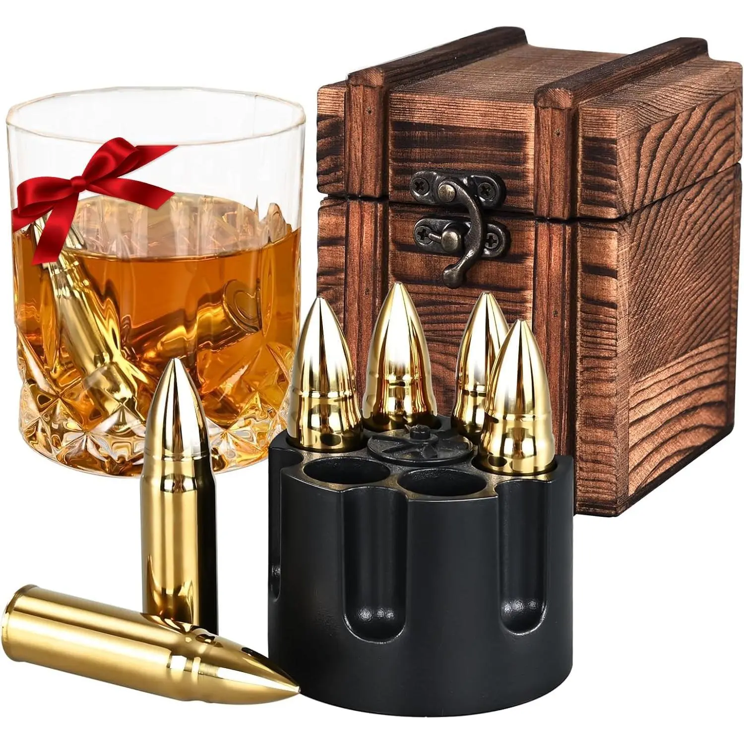EooCoo Fathers Day Dad Gifts, Whiskey Stones Gift Set with 6 Pcs Stones and Box, Reusable Ice Cubes for Drinks, Cool Gadgets Bourbon Mens Gifts for Dad, Husband, Whiskey Lover