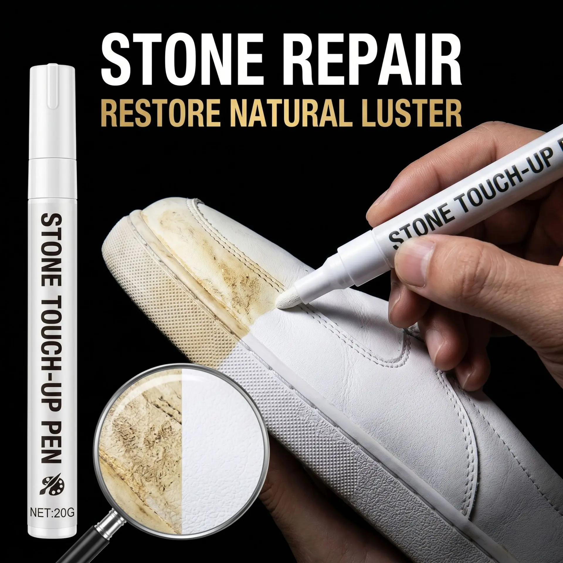 Little white shoe repair pen, sports shoe complementary color pen, white leather dyeing pen, yellow edge of the shoe, refurbished repair artifact