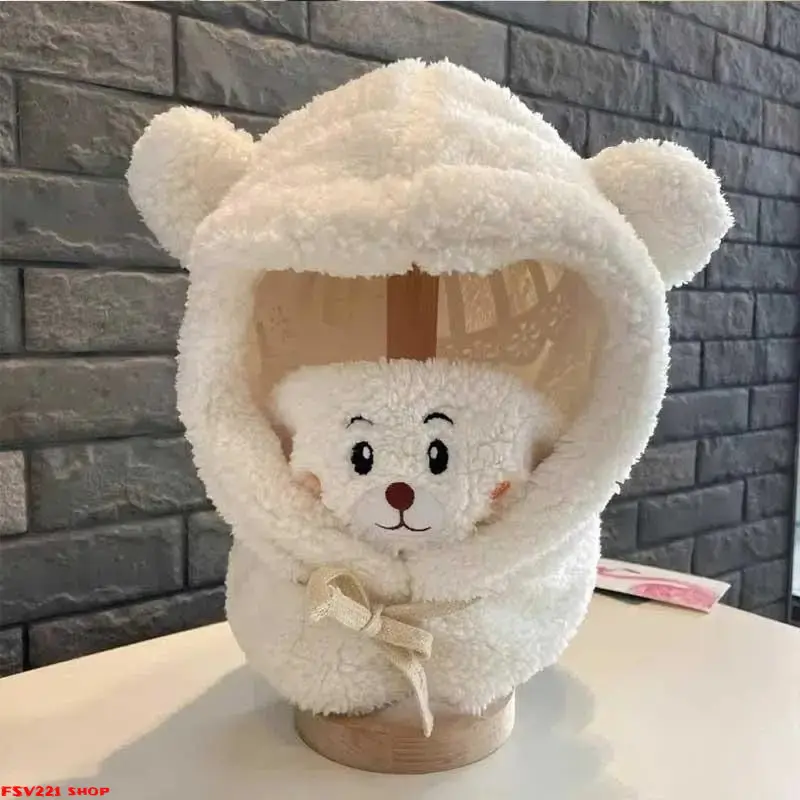 Year-end Sale Anime Bear Plush Hat 3-in-1 Scarf & Mask Fleece-lined Warm Earmuffs Soft Double-layer Design Elastic Drawstring Closure 100% Polyester Lightweight Breathable Unisex Autumn Winter Wear Hand Wash Recommended, Soft Plush Hats, Anime Theme Hats