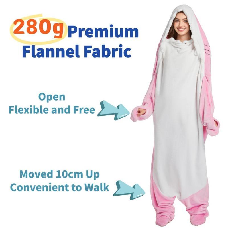 Shark Blanket Hoodie Onesie For Adult  Cozy Flannel Throw Wearable Animals Costume For Christmas Gifts