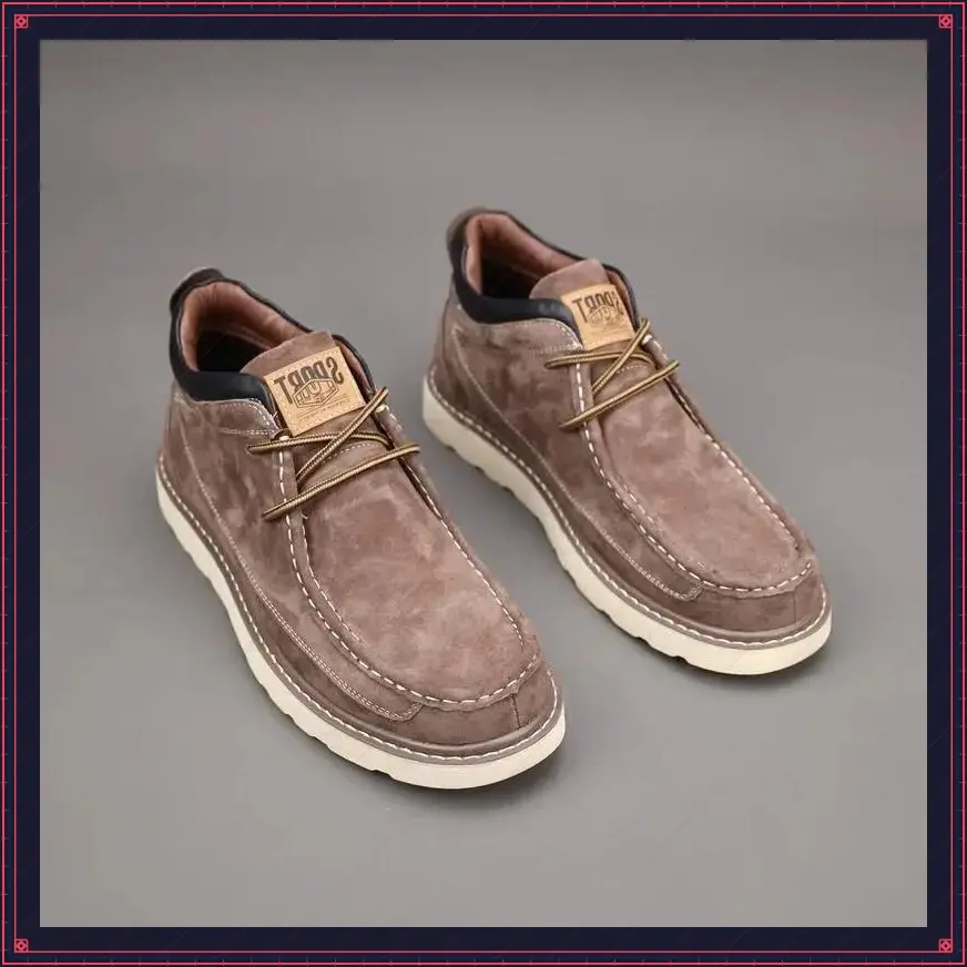A Pair of Men's Casual Derby Shoes and Oxford Boots-Solid Color All Season Ankle Boots with Split Cowhide Imitation Leather Upper, Synthetic Lining, Rubber Sole and Microfiber Insole-round Toe Lace-up Minimalist Style Shoes, suitable for Daily Wear a