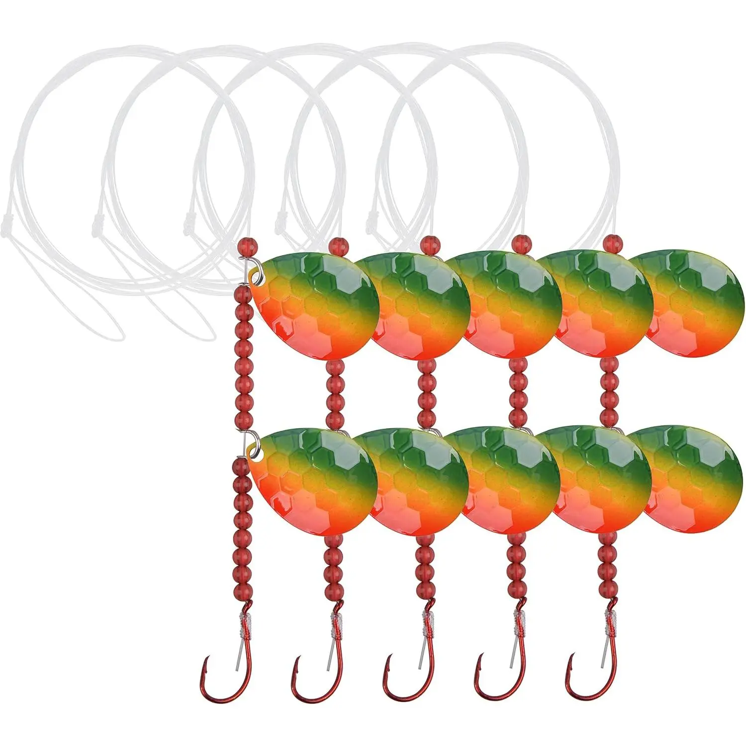 Walleye Spinner  Kit Walleye Fishing Lures Crawler Harness Walleye Rigs Live  Rigs Colorado Spinner  Octopus Hooks for Walleye Pompano Fishing 5/10Pack