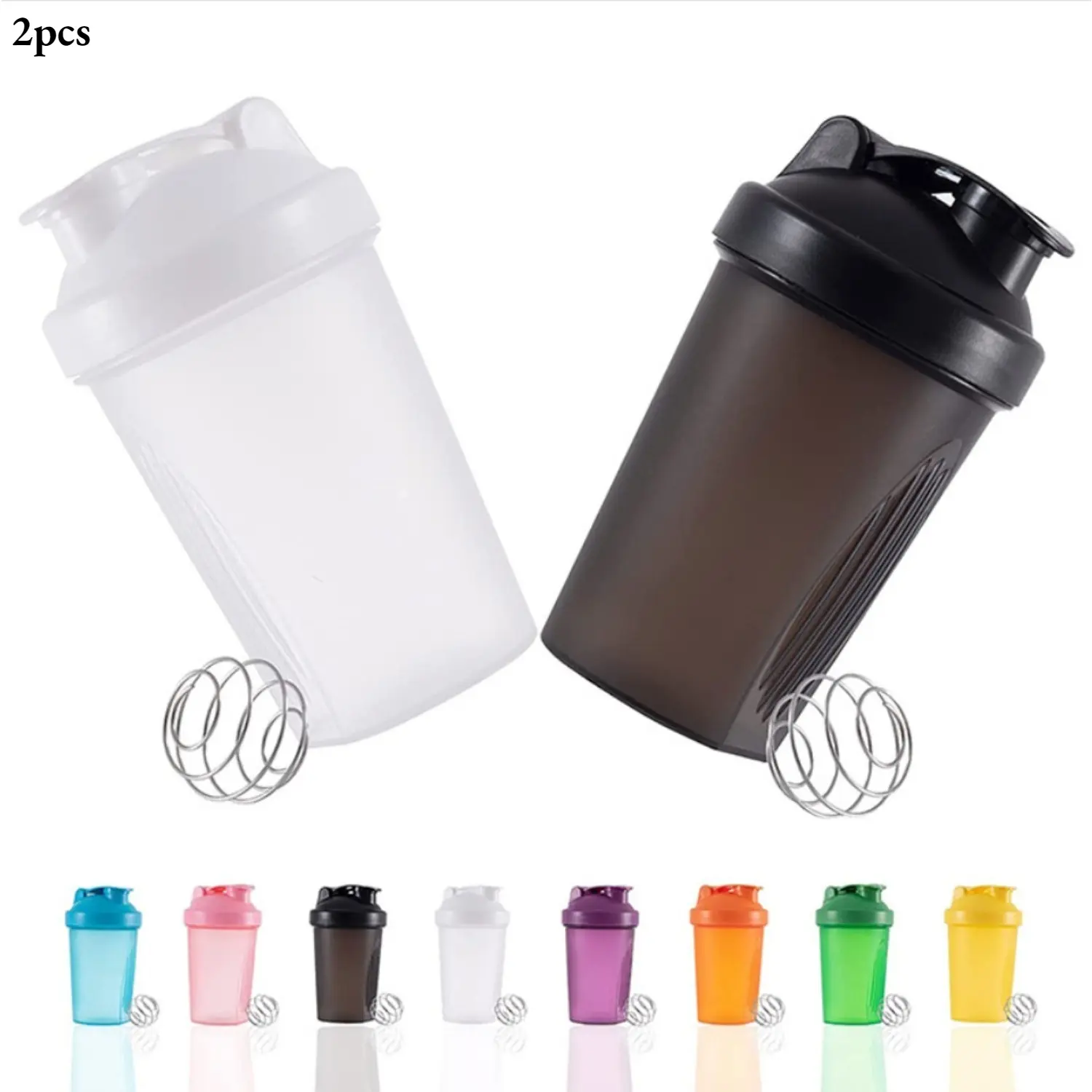 2-Pack Shaker Bottles! 16oz/400ml Protein Shaker with Whisk Balls, Shaker Cups for Protein Shakes