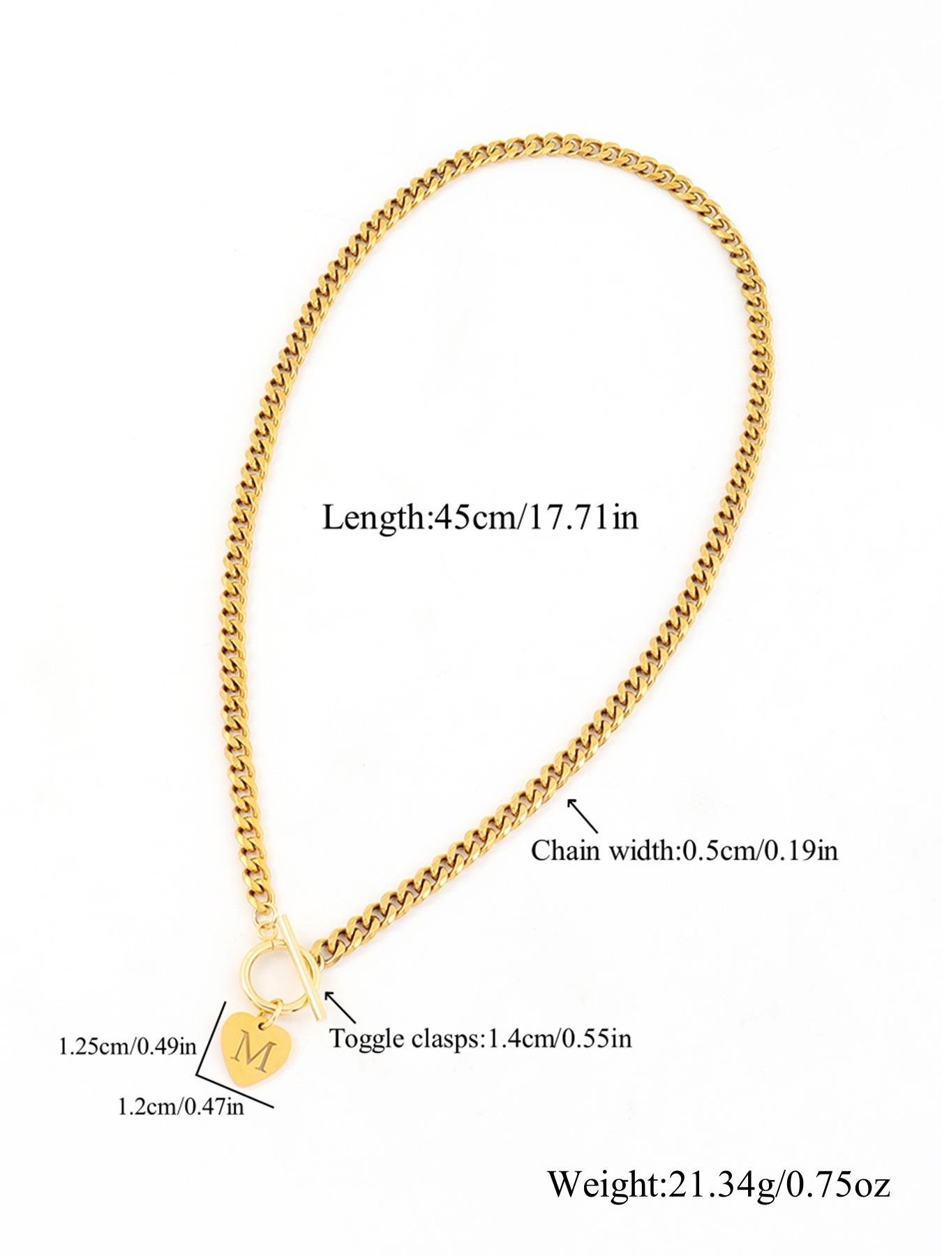 Heart Shaped Initial Necklace, Stainless Steel Jewelry for Party, Daily Clothing Decor, Trendy All-match & Exquisite Jewelry for Birthday Gift, Love Heart Necklace