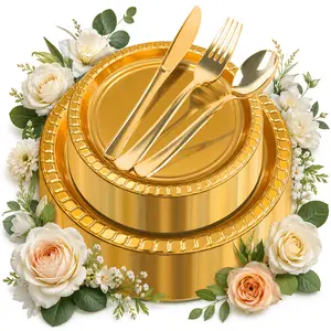 Set Of 100 Golden Disposable Cutlery Sets, Suitable For 20 Guests. Made Of Durable Plastic, These Cutlery Sets Are Perfect For Birthday Parties, Holiday Gatherings, Weddings, Party Supplies, Catering Equipment-ideal For Graduation Season Mother'S Da