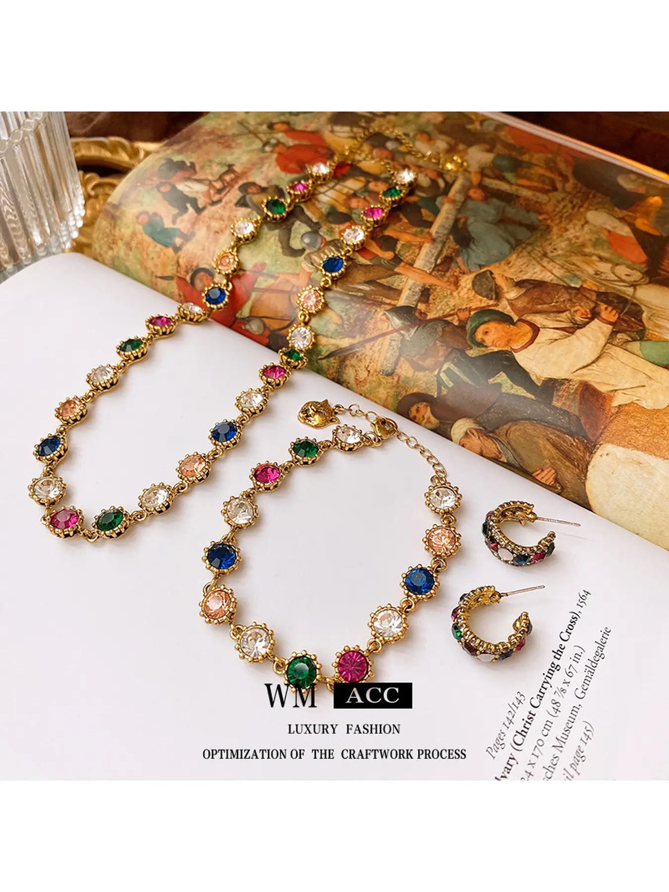 Vintage Necklace with Diamonds in Baroque Style, Unique Creative Design Clavicle Chain, Light Luxury Jewelry, Gift for Women