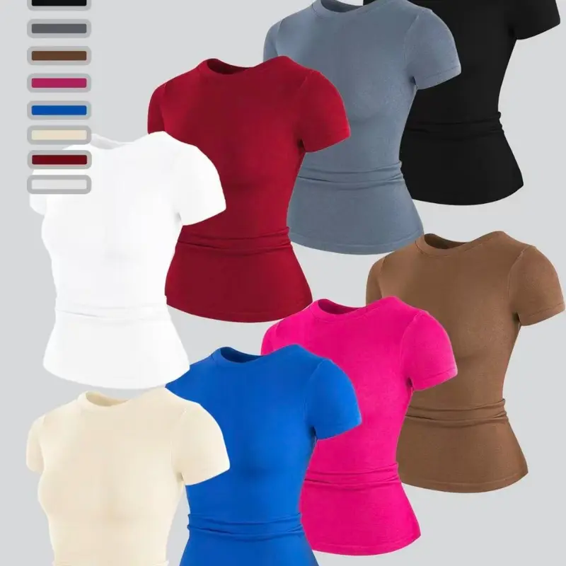 Qfen Sport Women's Quick-Dry T-Shirt Casual Activewear Workout Top, Comfortable Breathable Soft Slim-Fit, Ideal for Sports, Outdoor, Fitness and Running