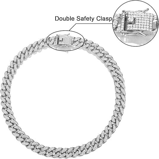 Chicago Necklace Silver Plated STAY HUMBLE HUSTLE HARD Pendant & 14mm 20" Iced out Cubic Zirconia Zig Zag Cuban Bling Chain Hip Hop Necklace