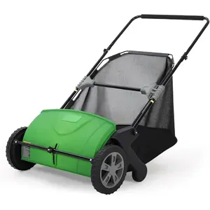 Push Lawn Sweeper,21 in Widthwith Large Capacity 3.5 Cu. ft. Mesh Collection Hopper Bag, 2 Spinning Brushes Heavy Duty Steel Frame, Ideal for Yard and Garden Cleanup