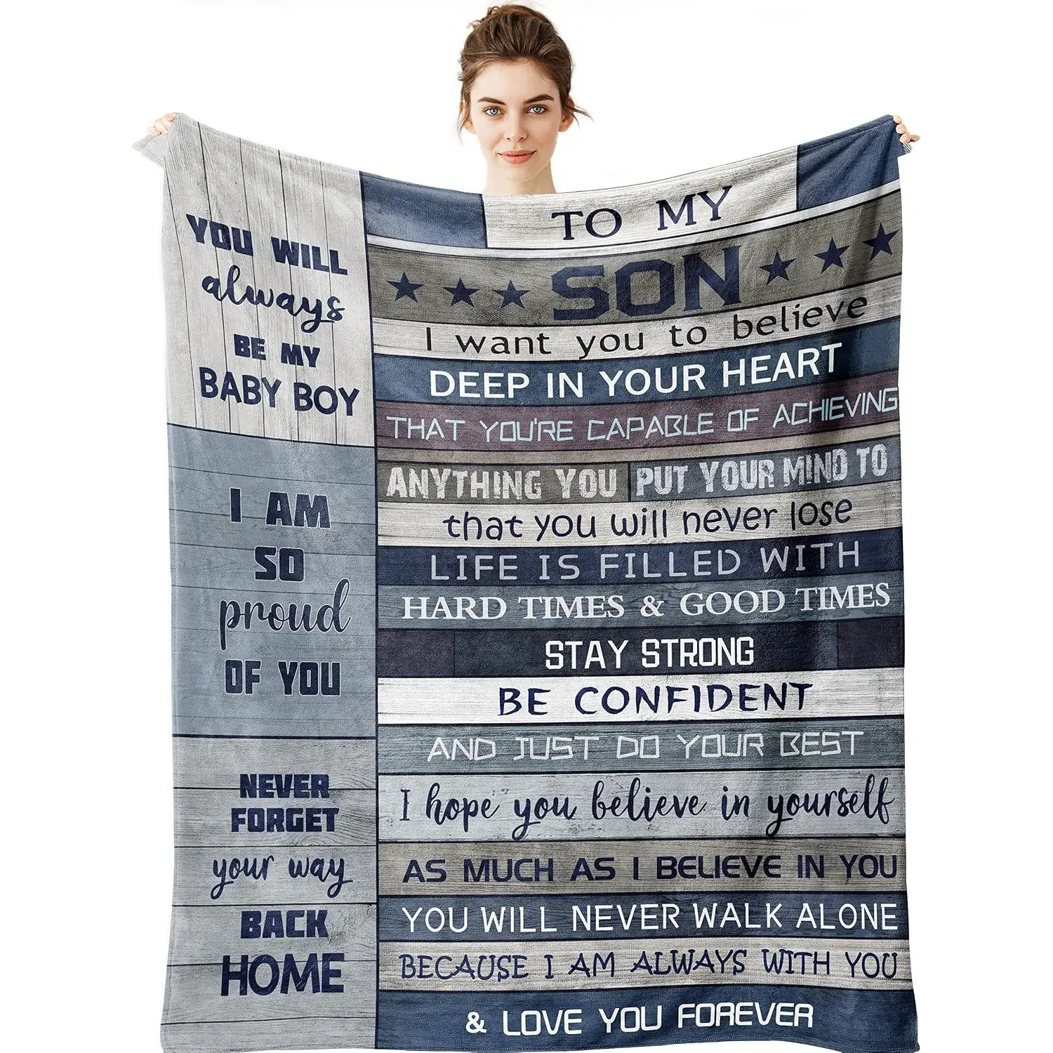 Son Gift Blanket - Birthday Gifts for Son Throw Blankets 60"x 50" - Sons Presents from Mom Dad - Sons Fathers Day Christmas Wedding Birthday Gift Ideas - Graduation Gifts for Him