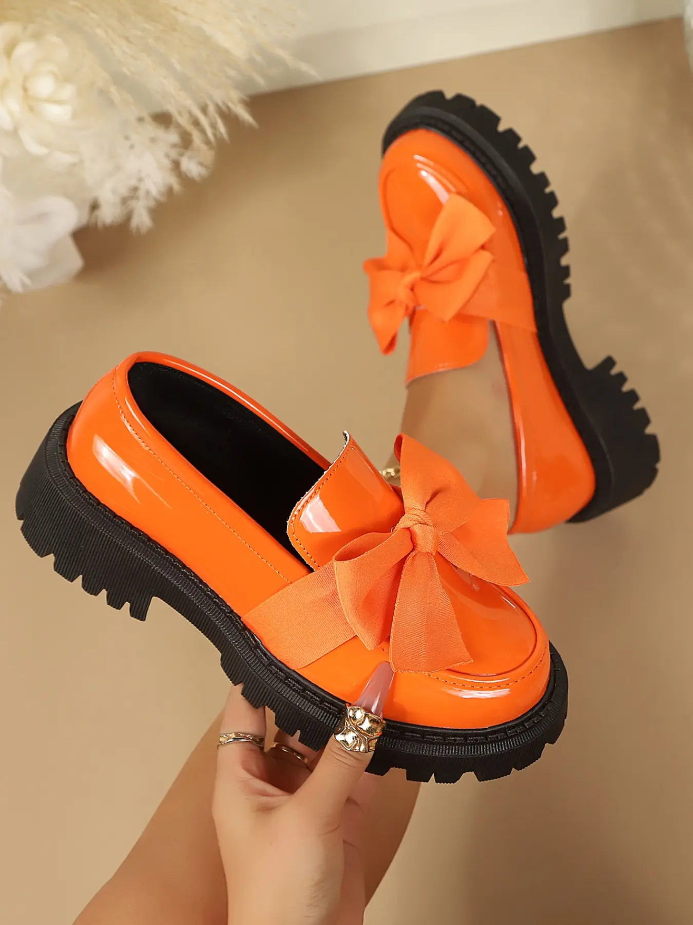 2026 Summer New Classic Bow Thick Sole Loafers for Women, Bowknot Loafers, British Style Round Toe Wedge Shoes, College Wind Commuter Single Shoes