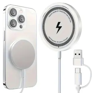 15w Magnetic Wireless Charger, Supports Qc/PD Protocol, Compatible with iPhone 8+, Samsung S6+, Huawei Mate30/p20 Pro, Lg G2+