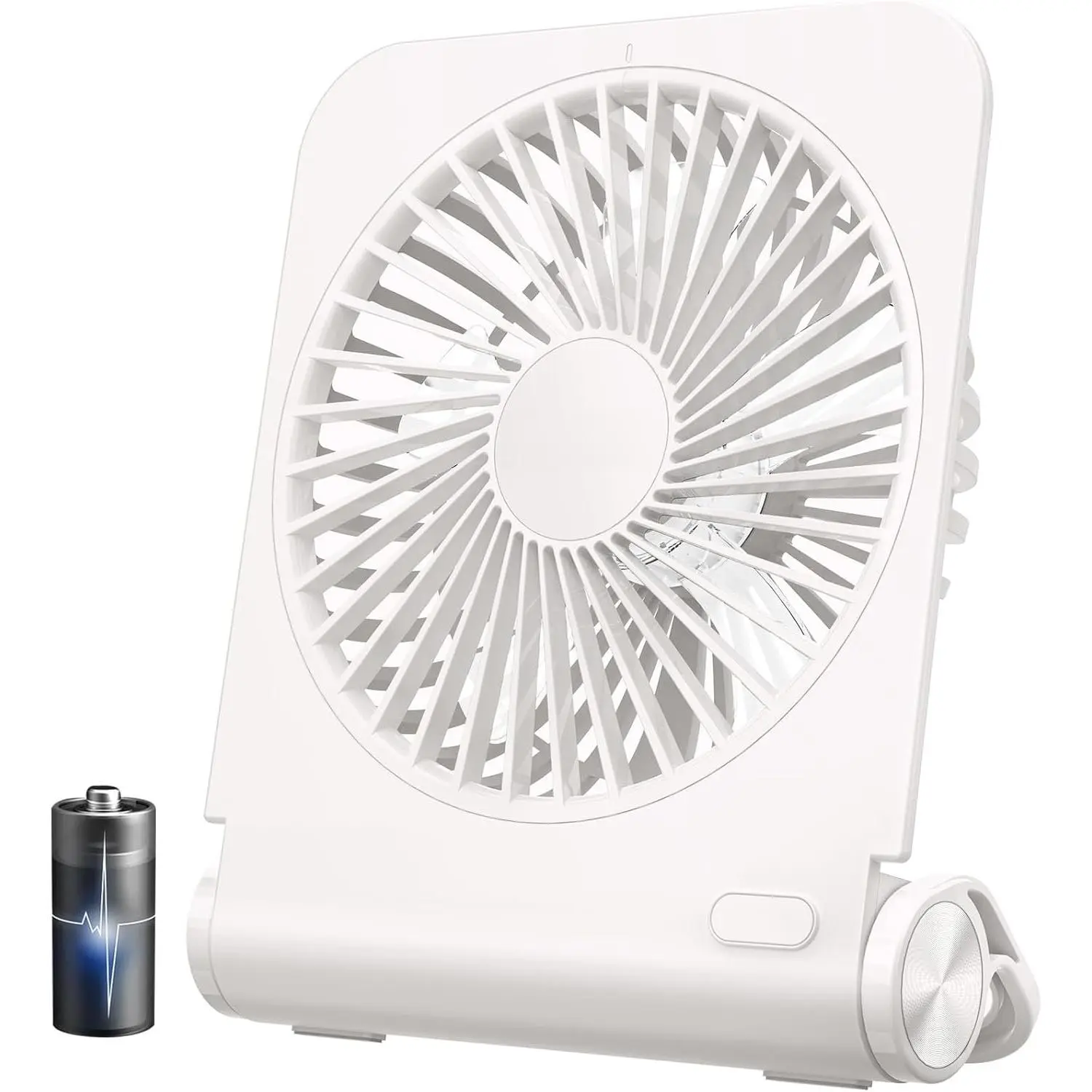 Small Travel Desk Fan with 4000 Capacity, Slim Rechargeable Portable Fan for SlumberPod and Camping, 180° Tilt, Fully Foldable, Office and Travel Essential