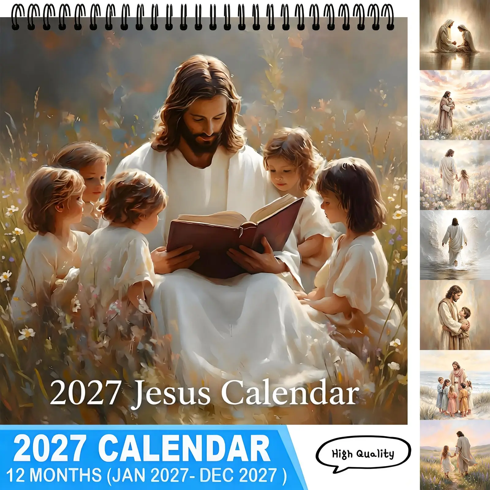 2027 Jesus Wall Calendar 12 Month Christian Religious Art Calendar Inspirational Faith Home Decor Gift For Believers,Spiritual Decor Gift For Christian Family