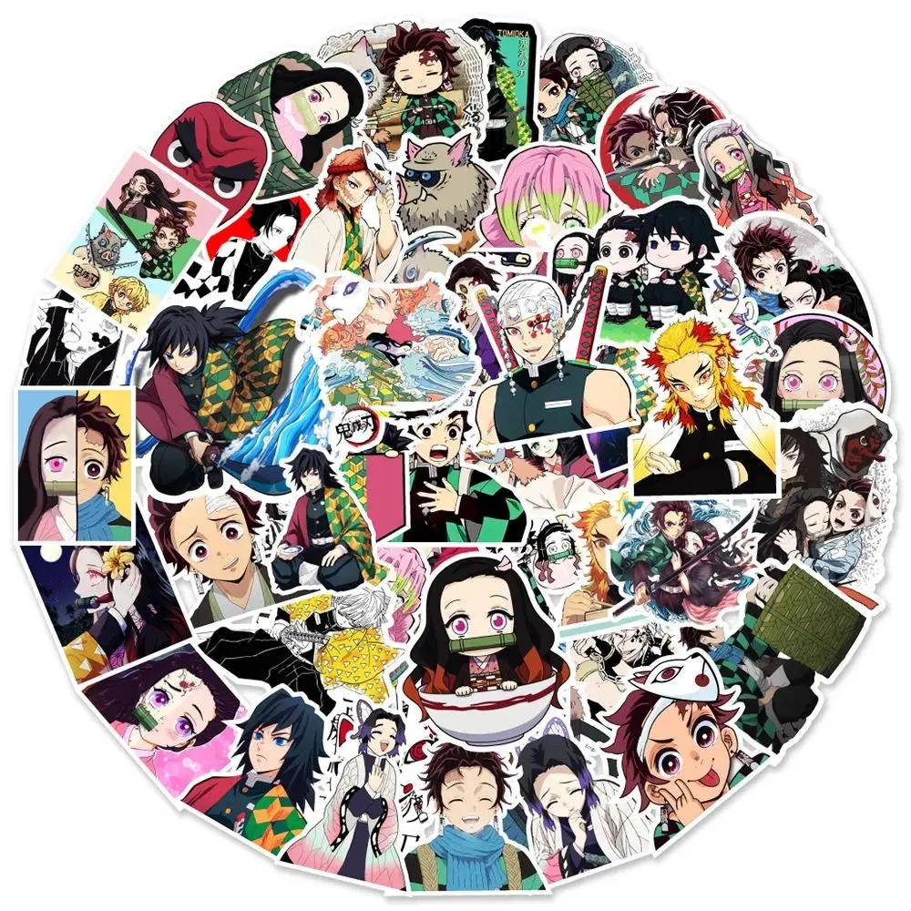50pcs New Demon Slayer Graffiti Stickers Mobile Phone Luggage Motorcycle Skateboard Decorative Stickers Waterproof