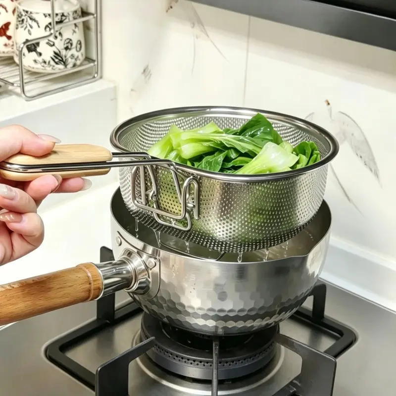 Hot Pot Spoon Kitchen 304 Stainless Steel Ladle Frying Basket Strainer Noodle Scoop Strainer for Blanching and Draining