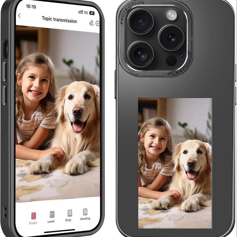 NFC Projection DIY Smart Display Customized Phone Case, 1 Count Ink Screen Projection Phone Case, Phone Accessories for iPhone 11 12 13 14 15 Pro Max Series