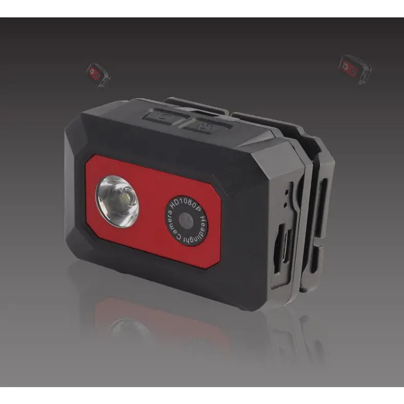 1080P ABS Material Head-Mounted Headlight Camera, Wearable Video Recorder with LED Light for Motorcycle Helmet Riders