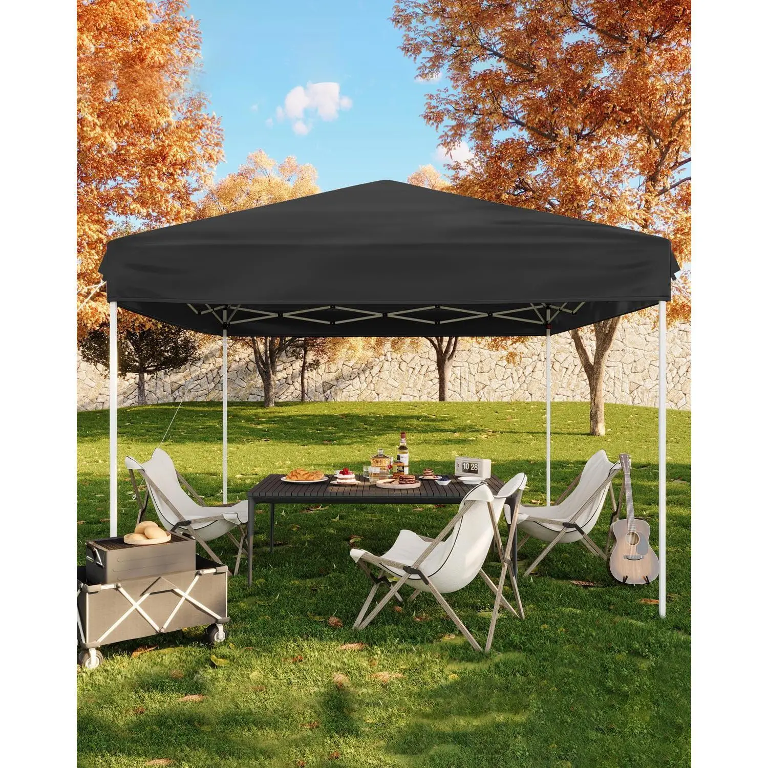Garvee 10x10 Feet Portable Folding Canopy Tent with Carry Bag, Black - Easy Setup Outdoor Shelter for Events, Camping, and Backyard Use
