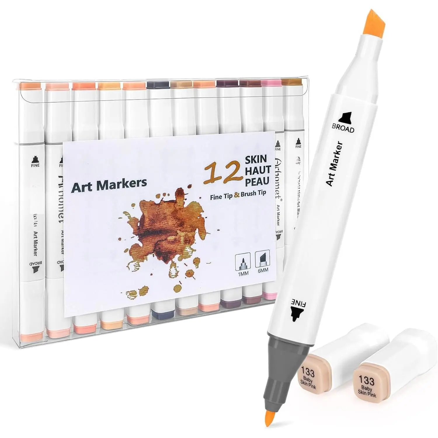 12 count  Tone  Markers Set, Light  Dark   Tip  Based Art Drawing Permanent Markers for Adult Artists.