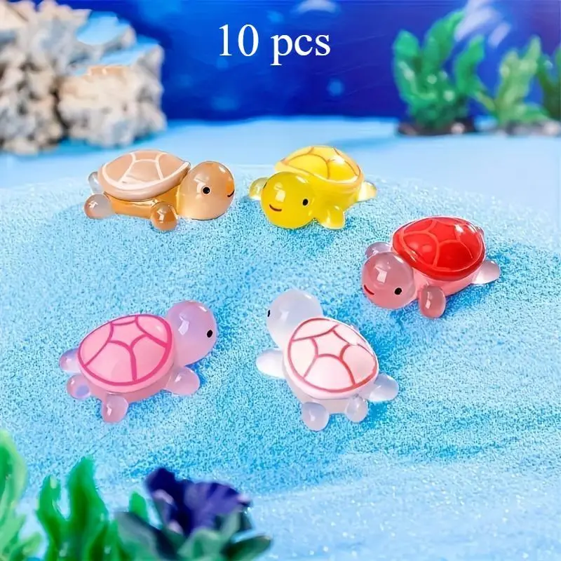 Scene decoration specific luminous turtle toy small ornament - mini color mixed color fish tank decorations and desktop decoration small ornament, Aquarium Decor